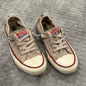 Converse All Star Tan Sneakers with Red Trim
